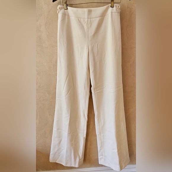 LOFT Pants - LOFT Off-White Wide Leg Lined Extra Soft Dress Pants-Size 6